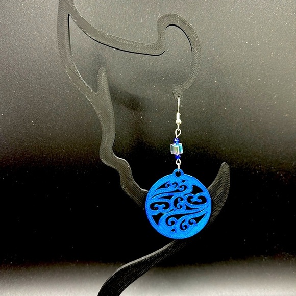 Round Geometric Earrings - Picture 4 of 6